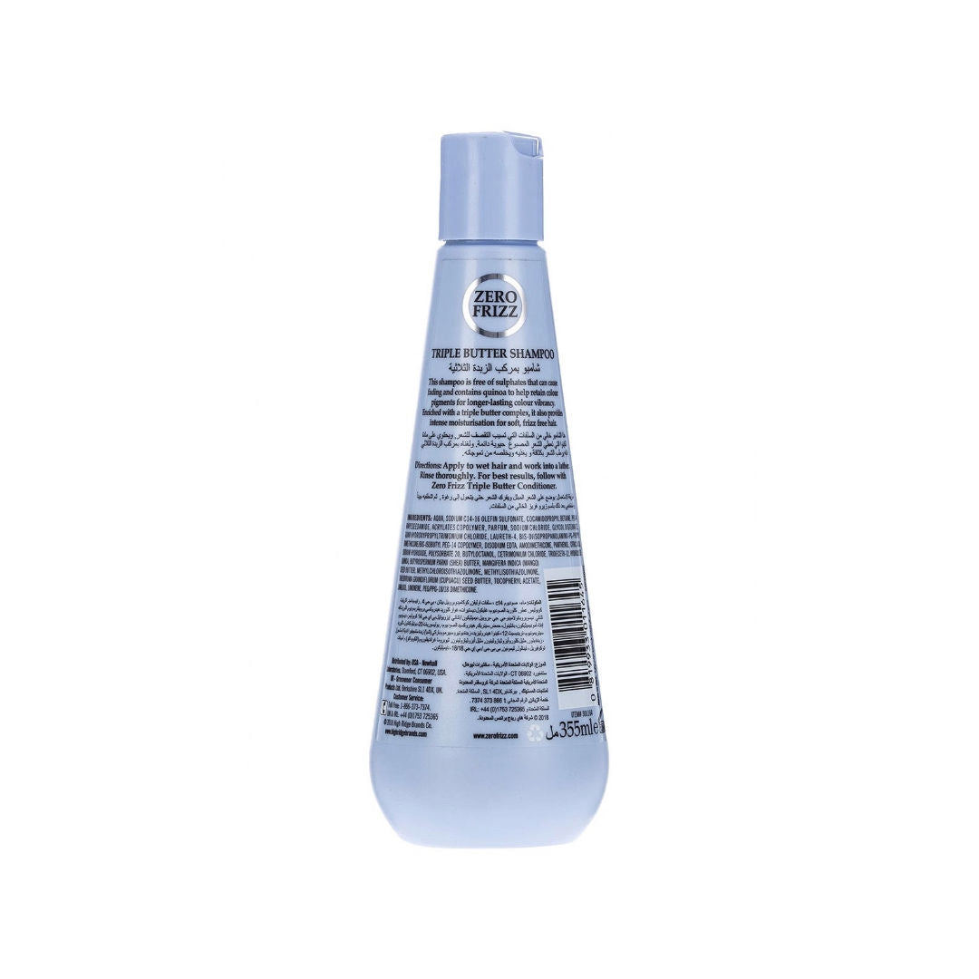Zero Frizz Triple Butter Hair Shampoo, SLS & Paraben-Free, 355ml