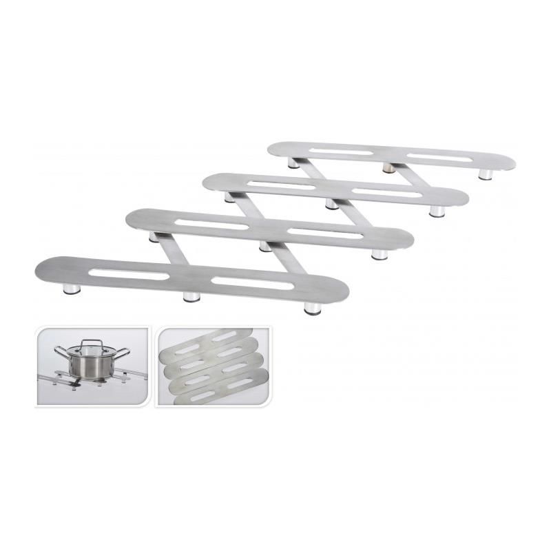 Execellent Houseware Extendable Stainless Steel Trivet, Adjustable Heat-Resistant Surface, 143x220x20mm