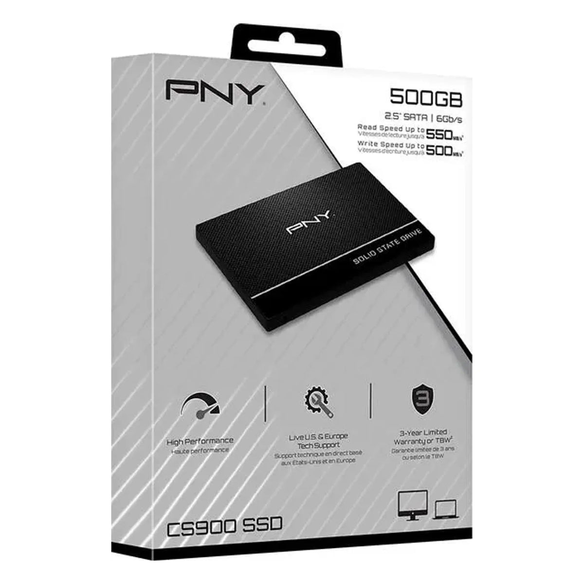 PNY CS900 500GB 2.5-Inch SATA III Internal Solid State Drive, Up to 550MB/s, SSD7CS900-500-RB