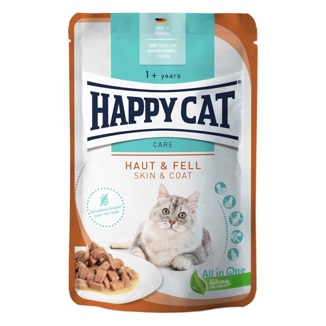 Happy Cat Meat In Sauce Care Skin & Coat Wet Cat Food For Cats, 1+ Year Old, 85gm