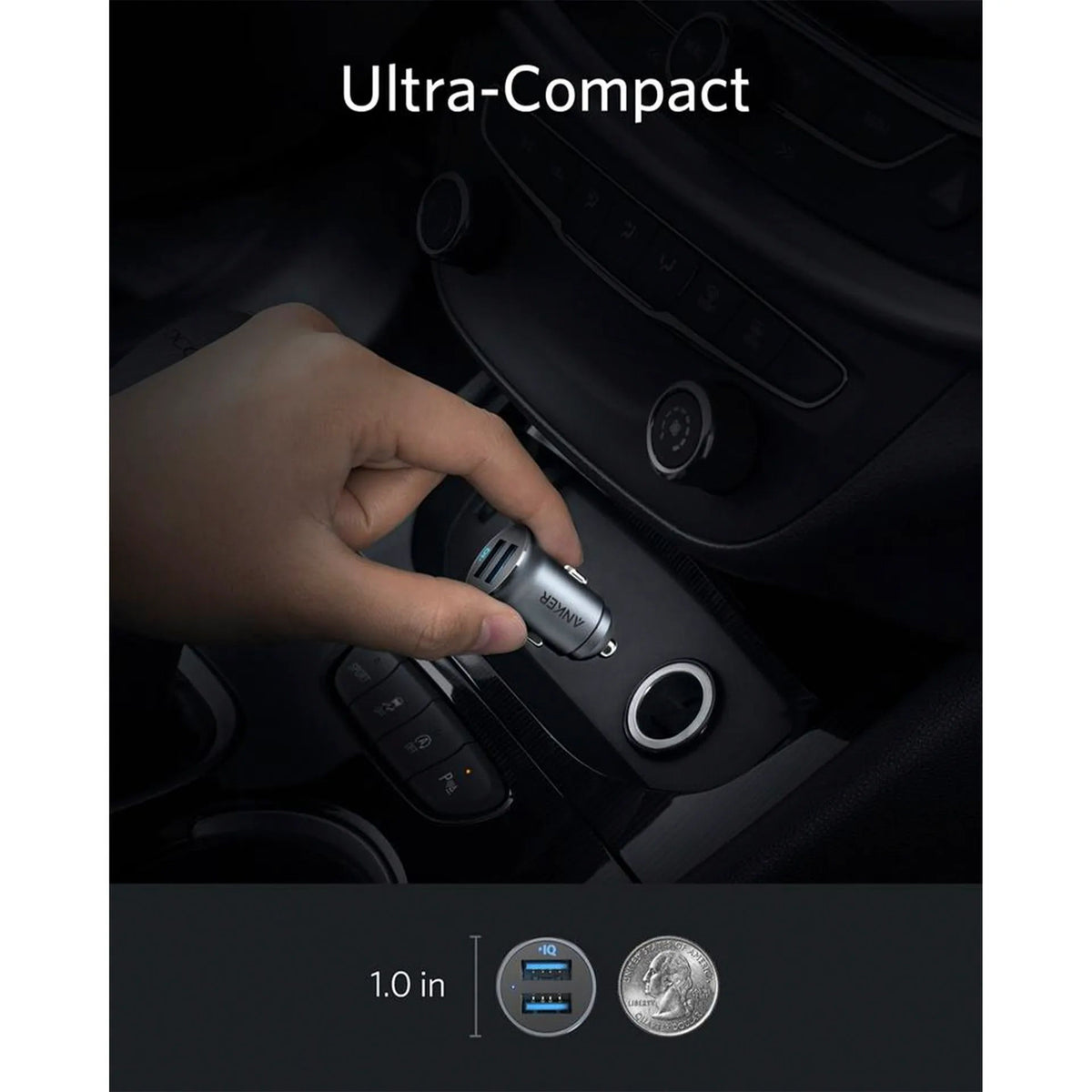 Anker PowerDrive 2 Alloy 24W Car Charger, Black, A2727H12