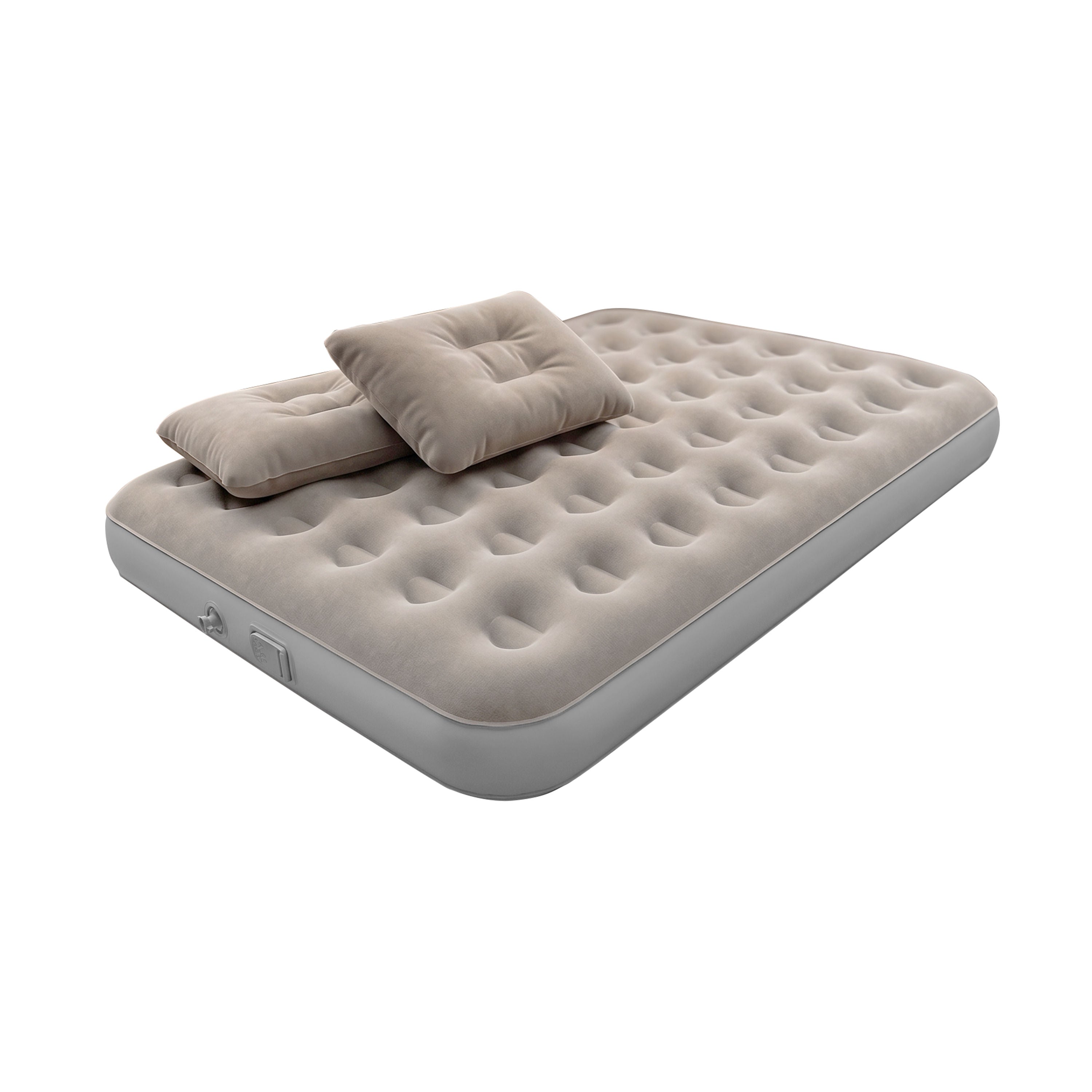 Deluxe Double Automatic Inflatable Air Mattress Set with Built-In Pump & Accessories-25cm High, Beige