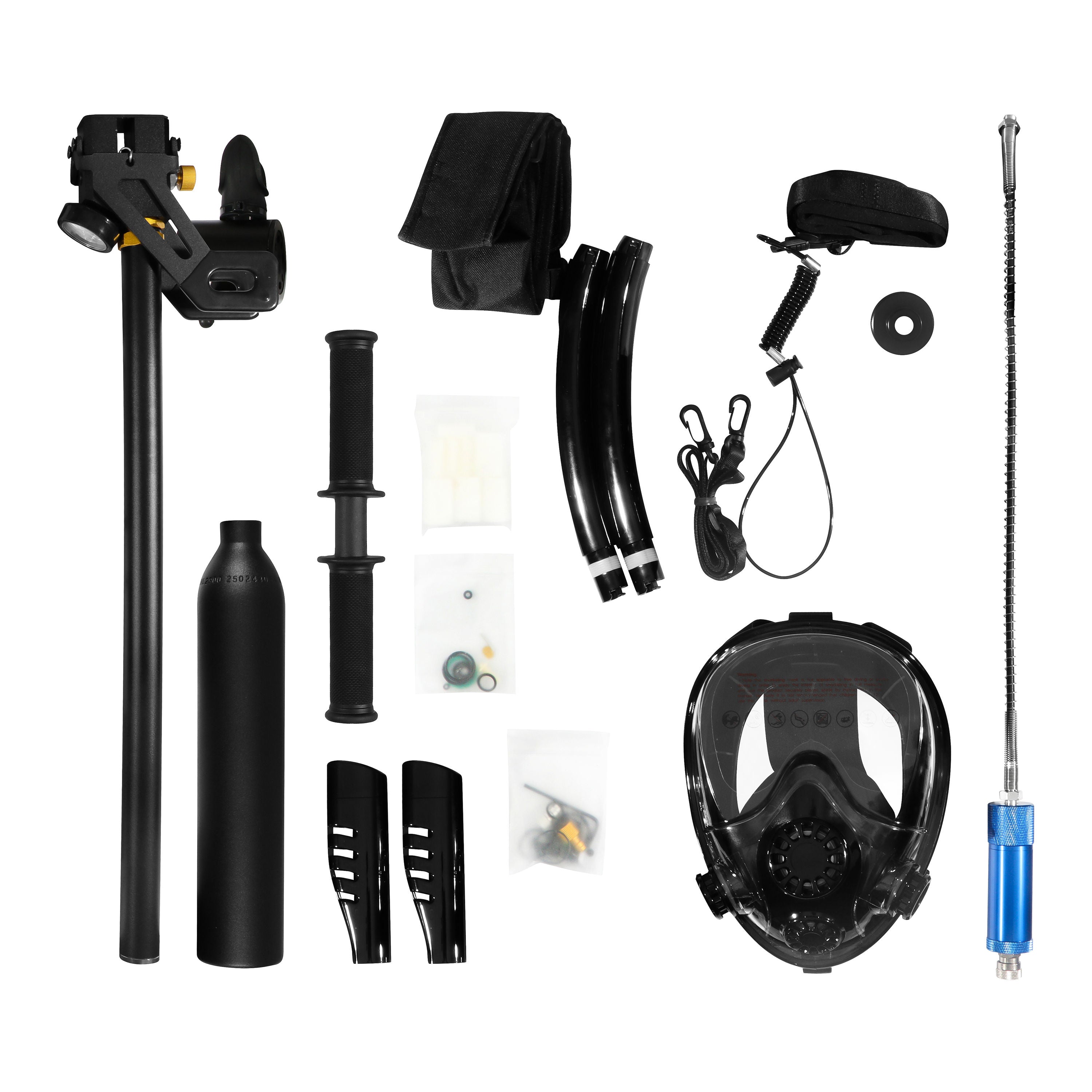 0.5L Portable Mini Scuba Tank & Full-Face Snorkel Mask Kit with High-Pressure Hand Pump 3000 PSI