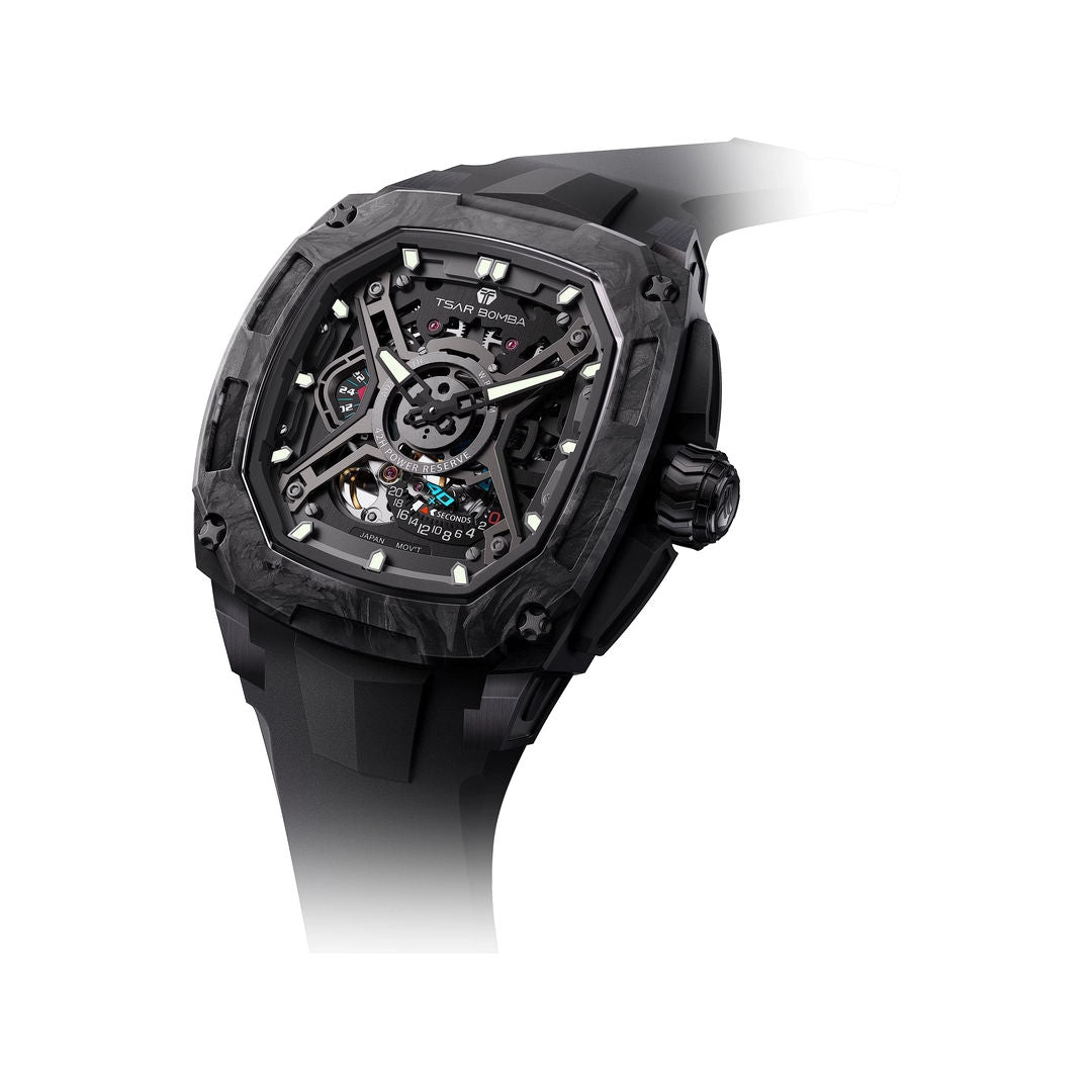 TSAR Bomba Men's Automatic Black Case Blalck FKM Rubber Watch