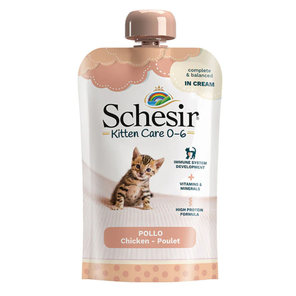 Schesir Kitten Pouch Cream Wet Cat Food, 0–6 Months, Grain-Free, 150gm