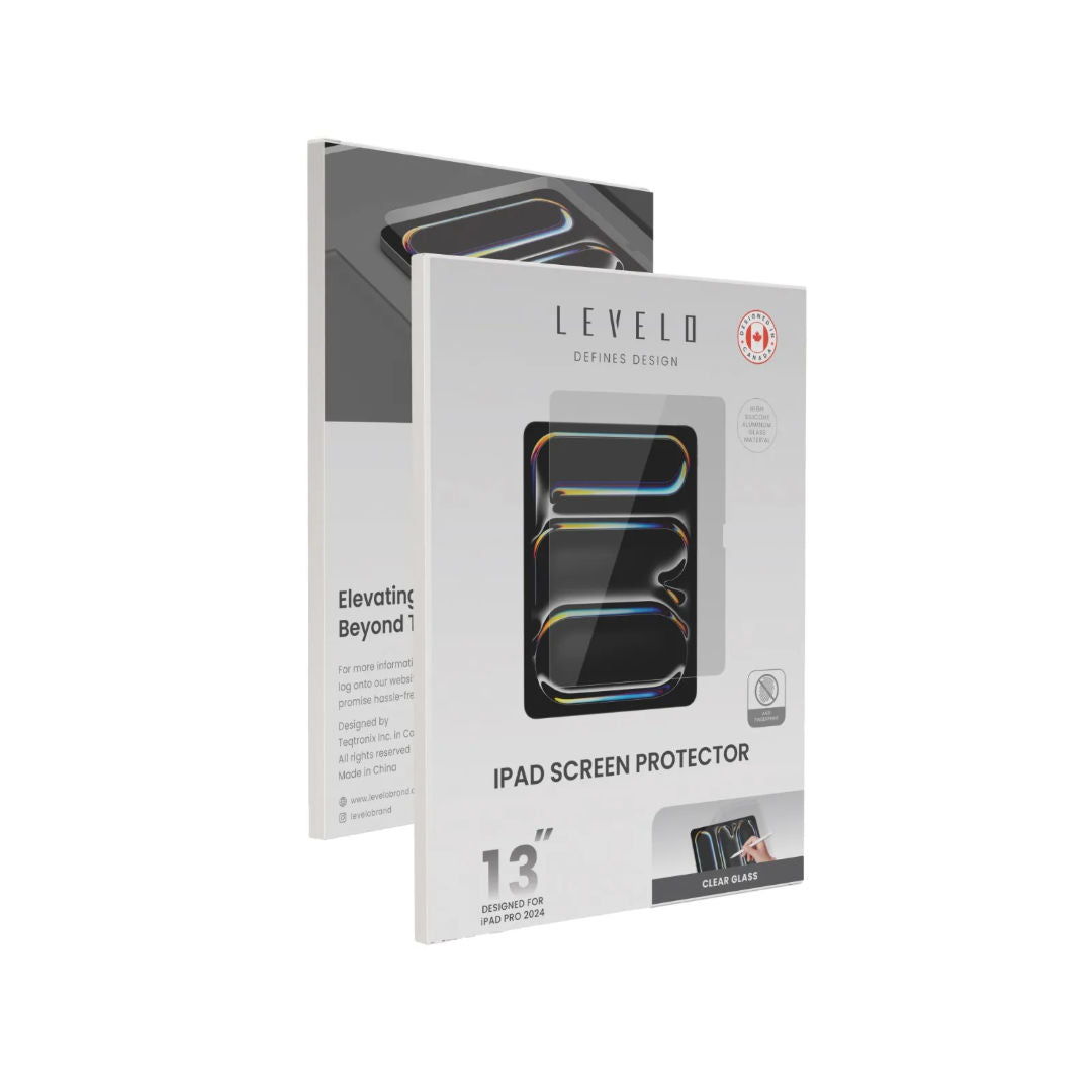 Levelo Apple iPad Screen Protector For iPad 11", 13" Air & Pro Models 2024, Scratch Resistant, Clear
