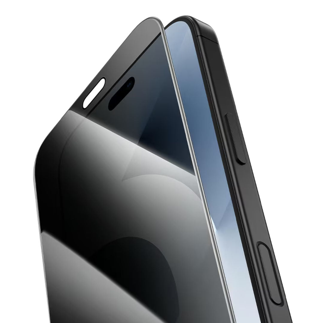 Hoco A44 Stainless Steel Frame Full Screen Anti-Spy Tempered Glass for iPhone 18 Pro, Privacy Protection, Stainless Steel Frame