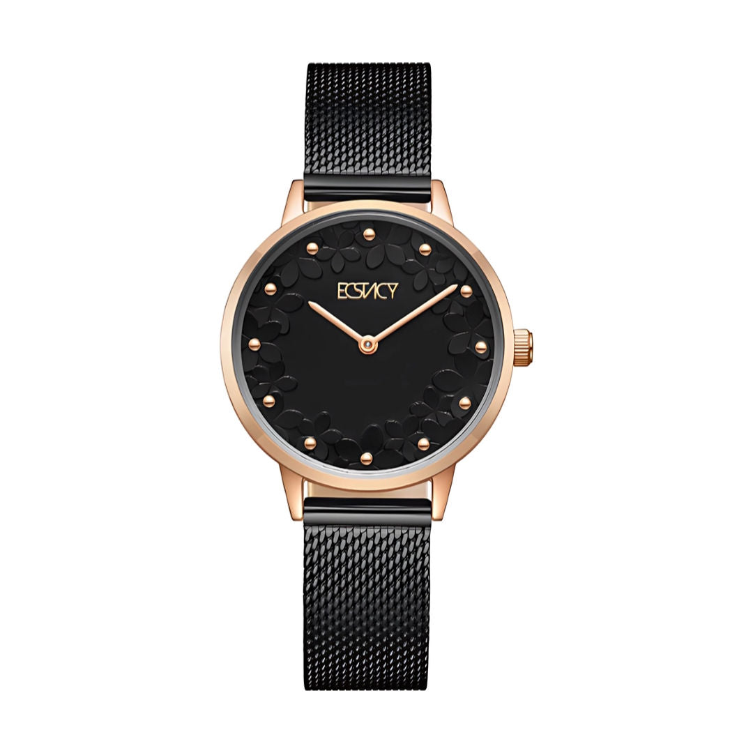 Ecstacy Women's Analog Black Dial Watch, E23502-KMBB Series