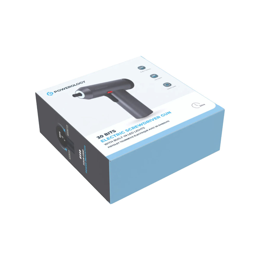 Powerology 30 Bits Electric Screwdriver Gun, Space Gray