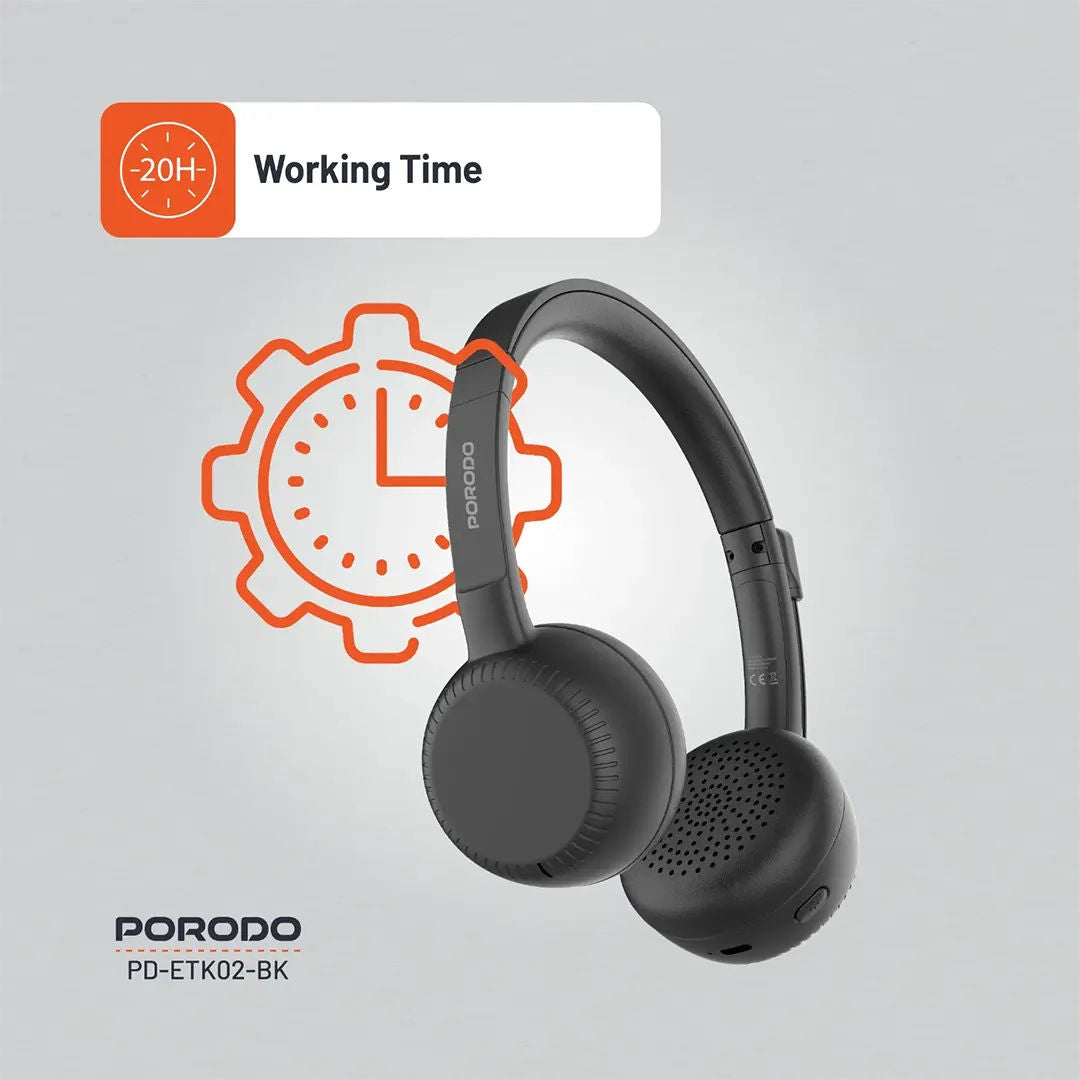 Porodo Office Wireless Bluetooth Headset, Black
