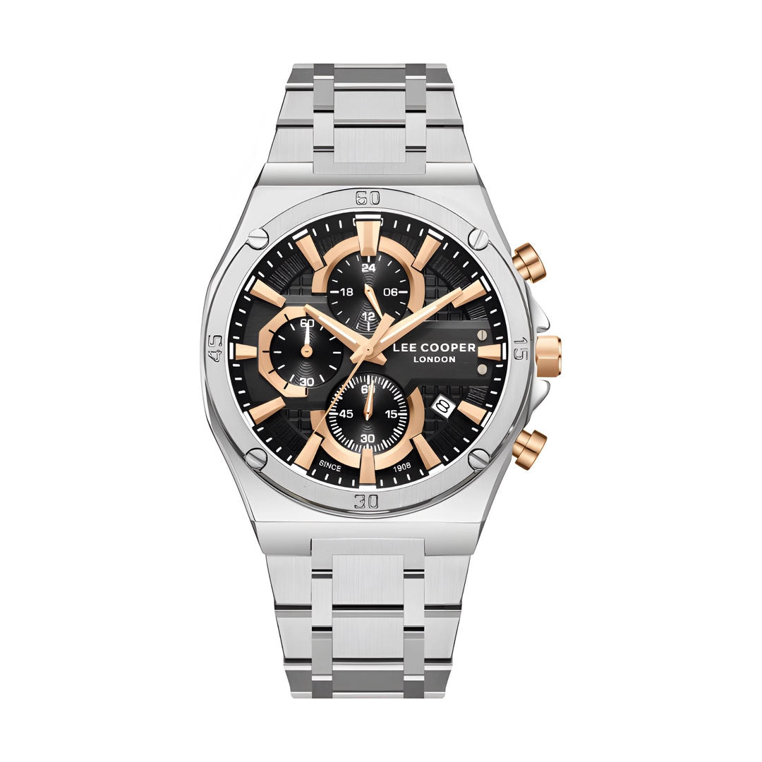 Lee Cooper Men's MultiFunction Silver Metal Band Watch, LC08171 Series