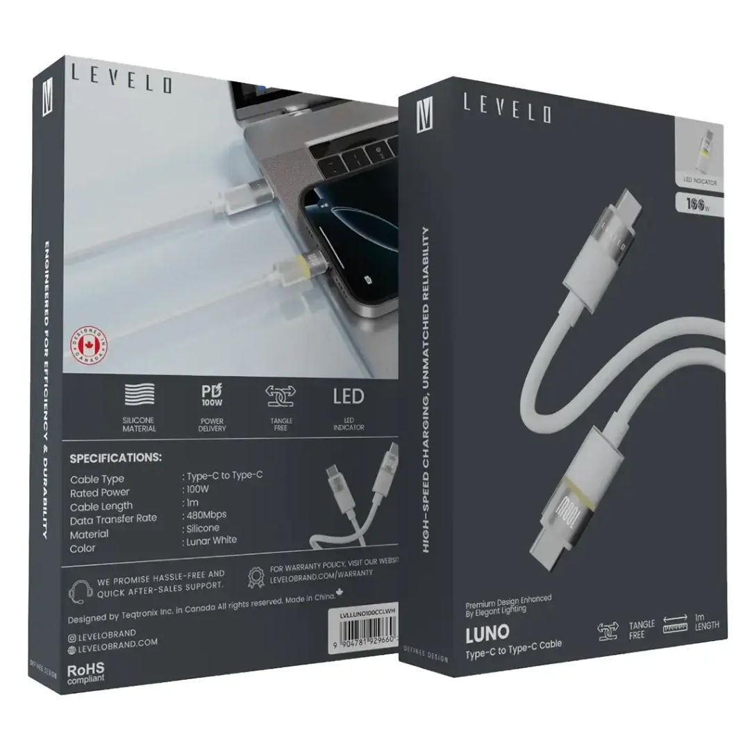 Levelo Luno Type C to Type C Cable, 1m, PD 100W