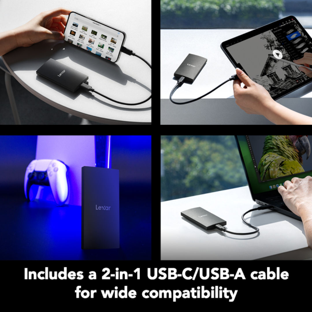 LEXAR® SL300 Portable SSD, up to 1050MB/s read and 1000MB/s