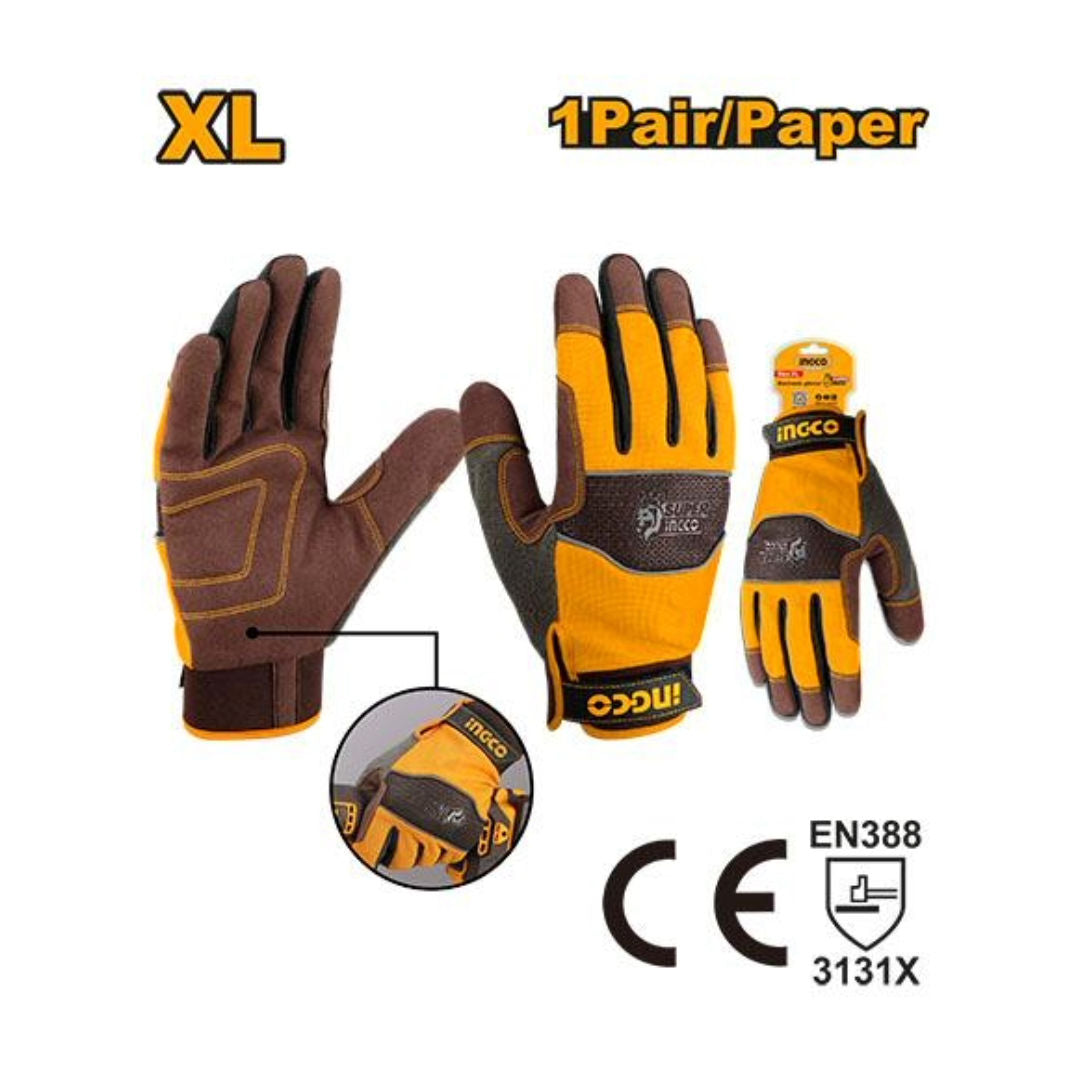 INGCO Mechanic Gloves XL Sponge, Microfiber