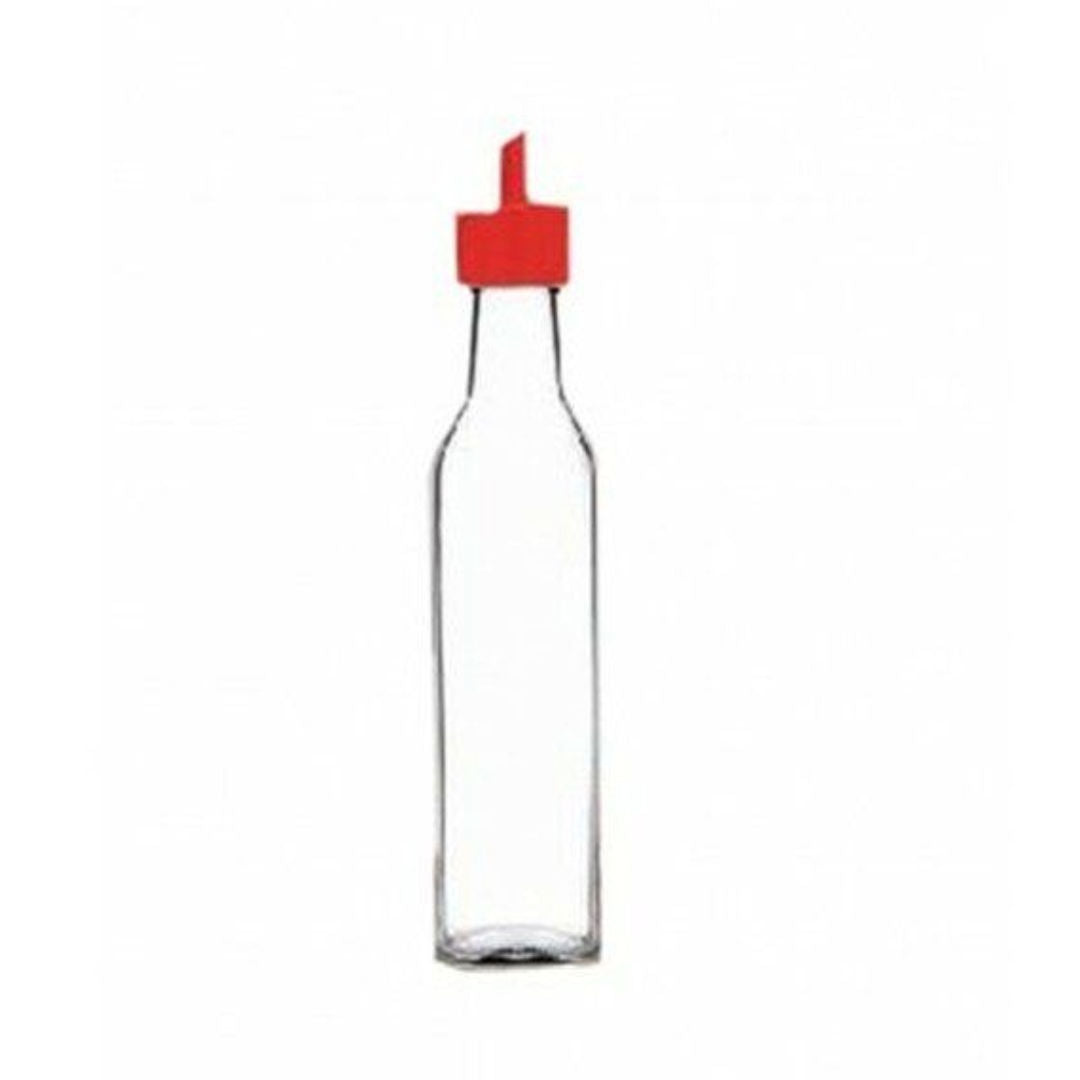 Pasabahce Elegant Zest Oil & Vinegar Bottle with Red Plastic Lid