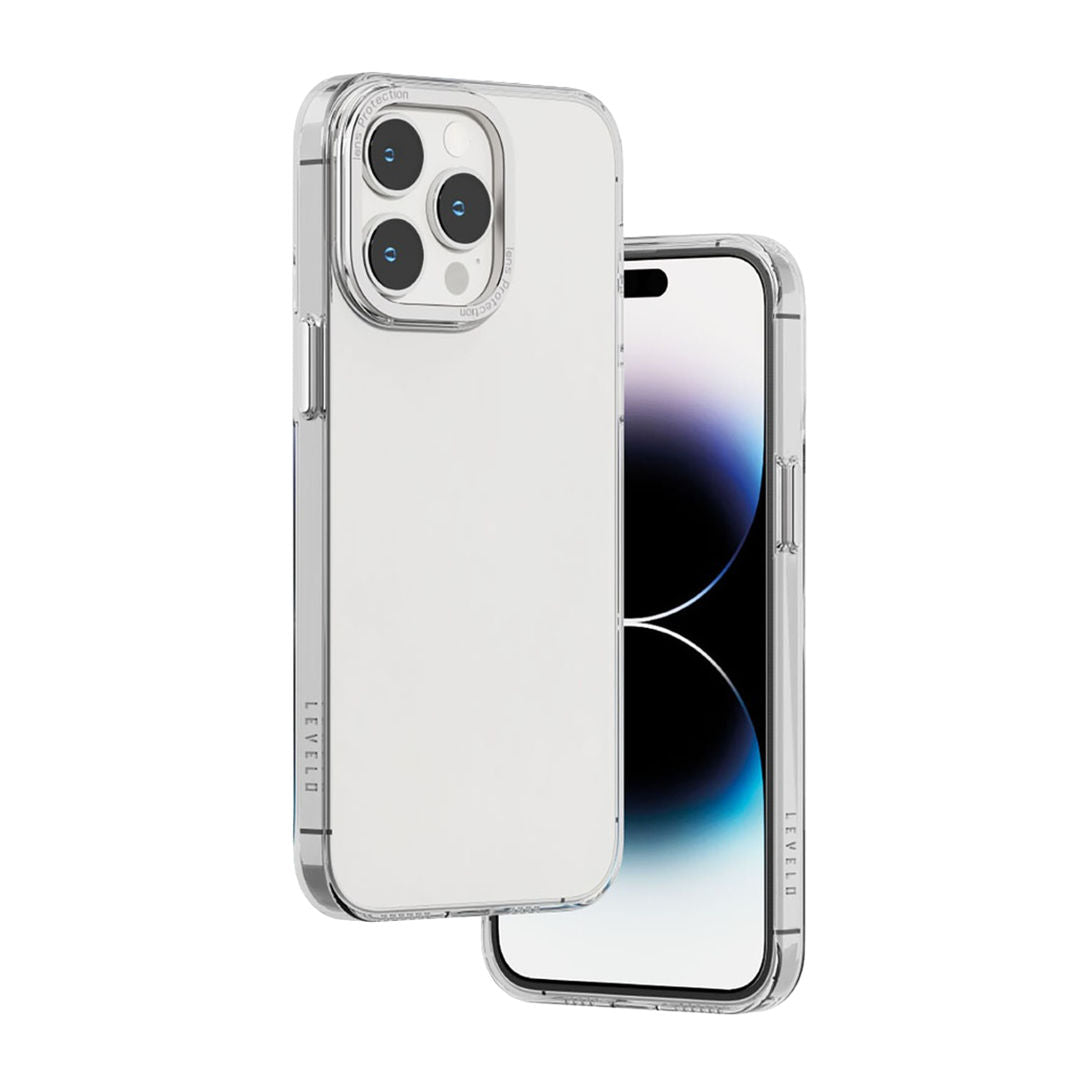 Levelo Sensa Clear Back Case For iPhone 14 Pro, Silver
