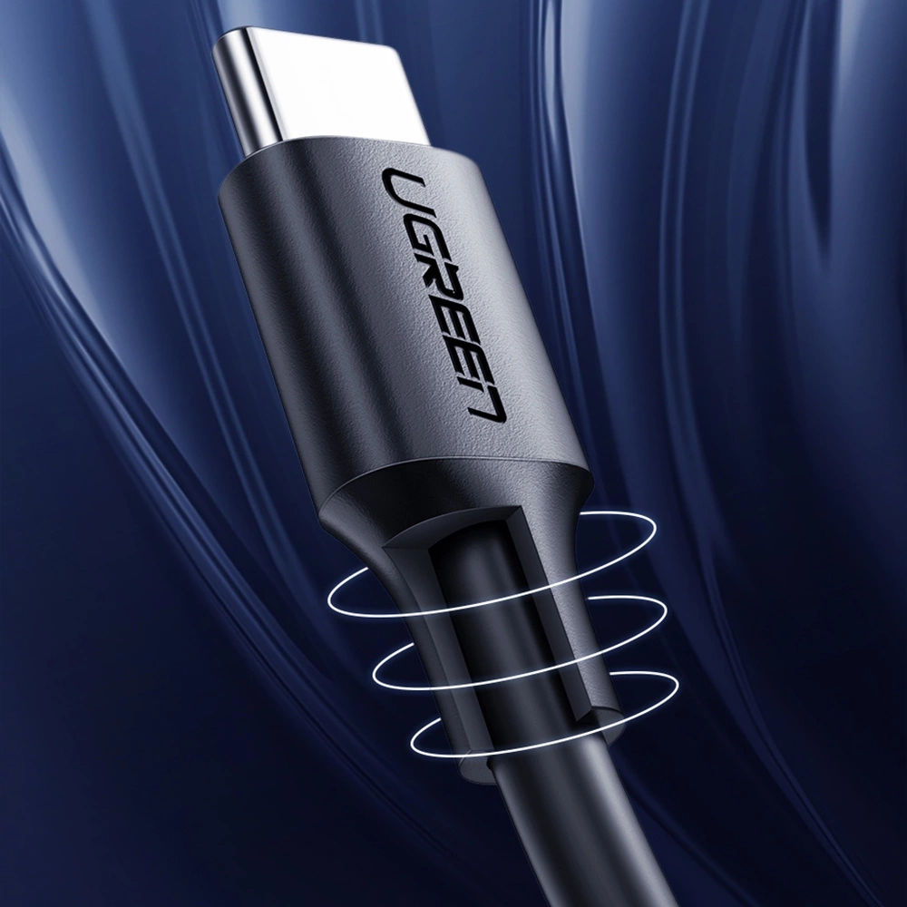 كابل UGREEN US286 المضفر للشحن السريع من USB-C إلى USB-C بقدرة 60 واط، بطول 2 متر