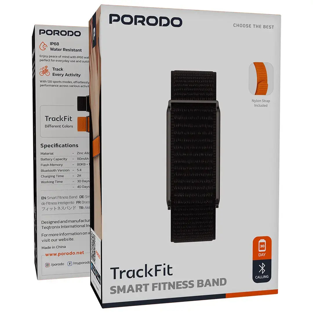 Porodo TrackFit Smart Fitness Band, Black
