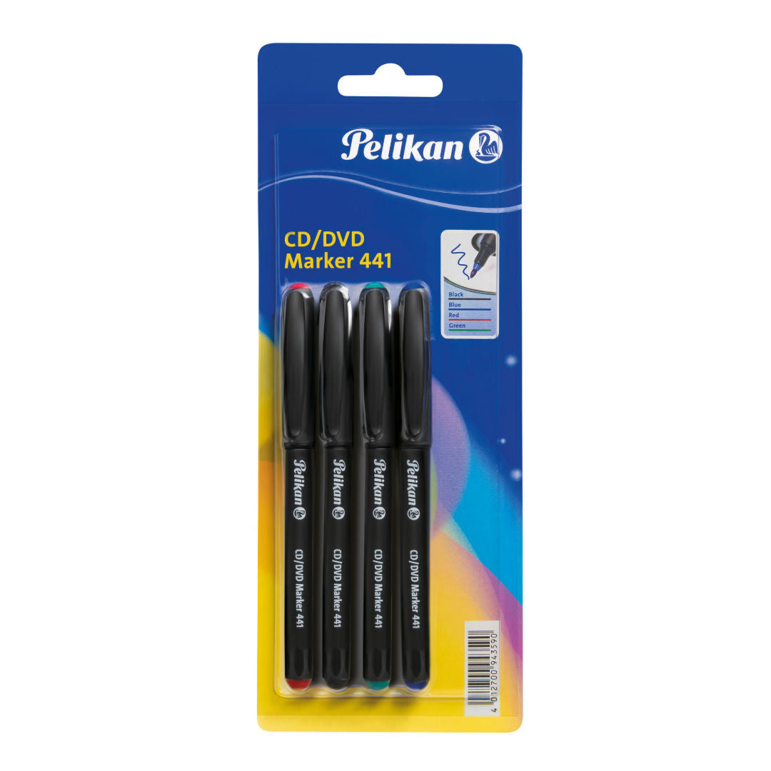 Pelikan 4-Pieces, CD-DVD Marker, 441, Black, Blue, Red And Green