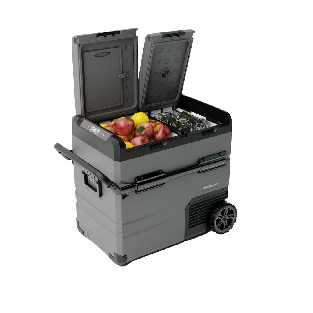Powerology Smart Fridge & Freezer with Independent Dual Compartment, Black