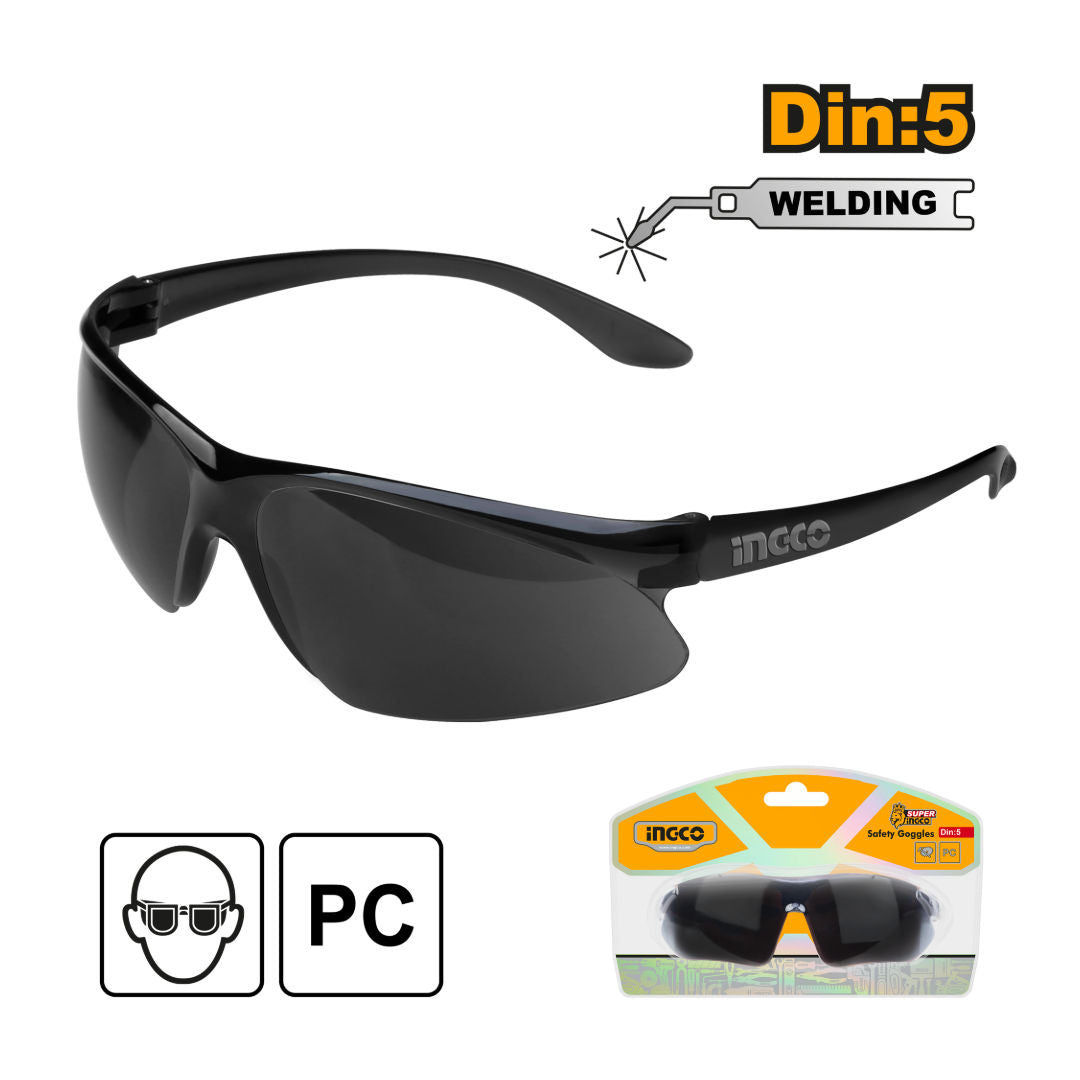 INGCO HSG04 Safety Goggles with Adjustable Temples and Flank Protection