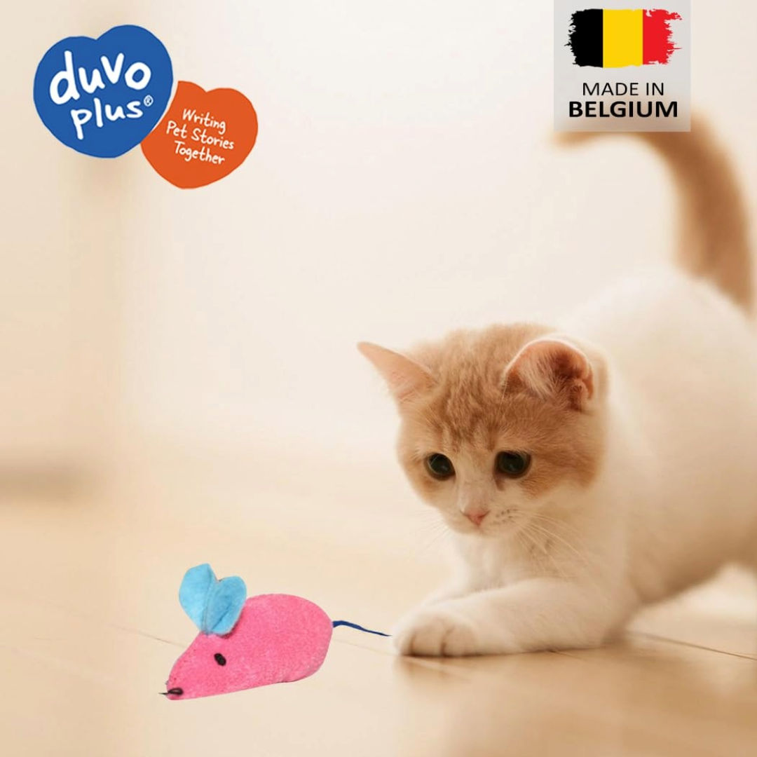 Duvo+ Assortment of Mice Cat Toys, Blue/Pink, 2-Pieces, 6x5x3cm