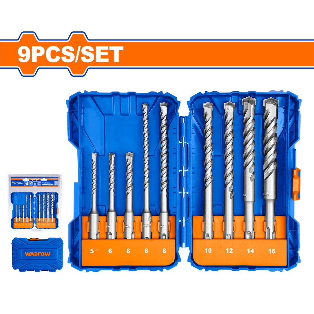 WADFOW 9-Pieces SDS Plus Hammer Drill Bits Set