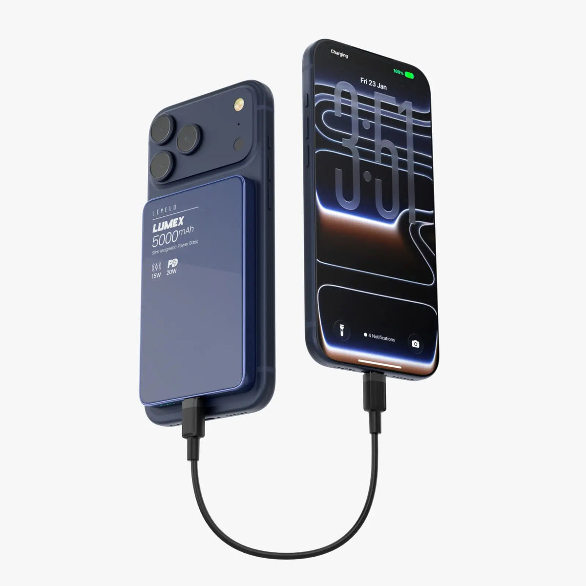 Levelo Lumex Slim Magnetic 5000mAh Power Bank, MagSafe-Compatible