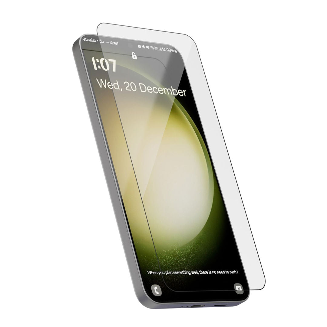 Levelo 2.5d Silk Print High Silicon Aluminum Glass HD Screen Protector For Samsung S24 Plus & S24, Clear