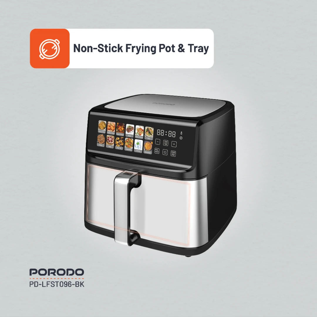 Porodo Lifestyle Large Capacity Air Fryer, 11L Capacity, Black
