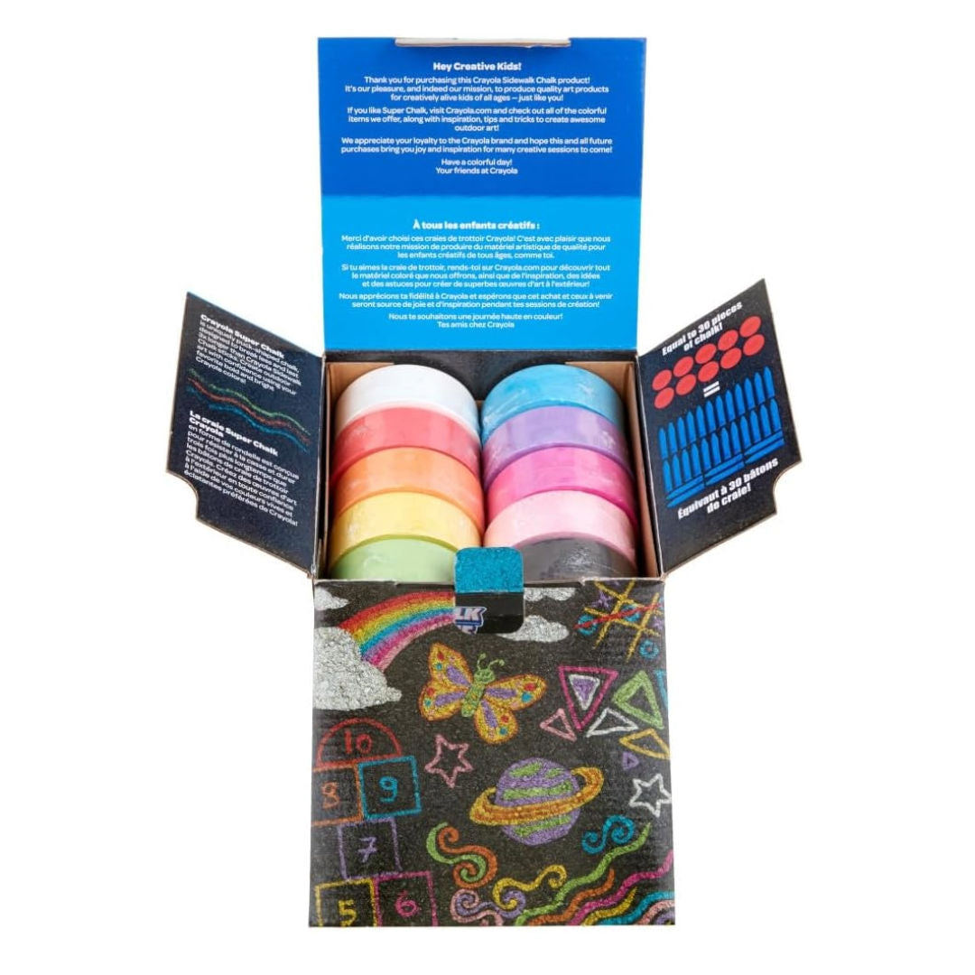 Crayola Washable Sidewalk SUPER CHALK Set, 10 Pieces
