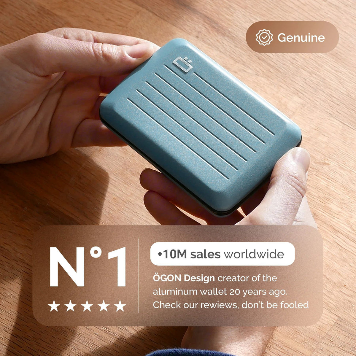 Ogon Oslo Aluminum Wallet Small Case Card Holder V2, Arctic Blue
