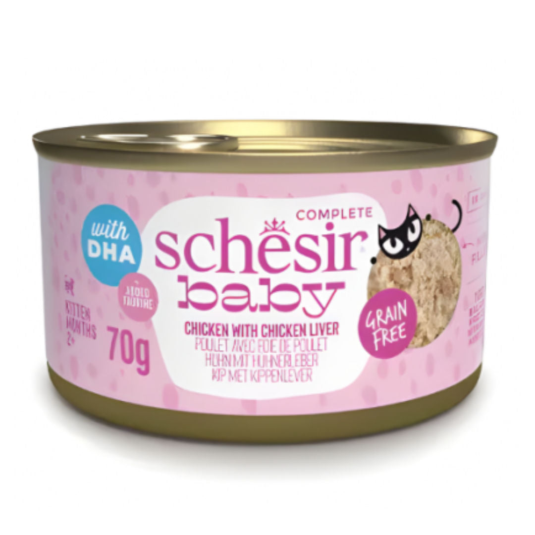 Schesir Baby Chicken with Chicken Liver Kitten Wet Food, Grain-Free, 70gm