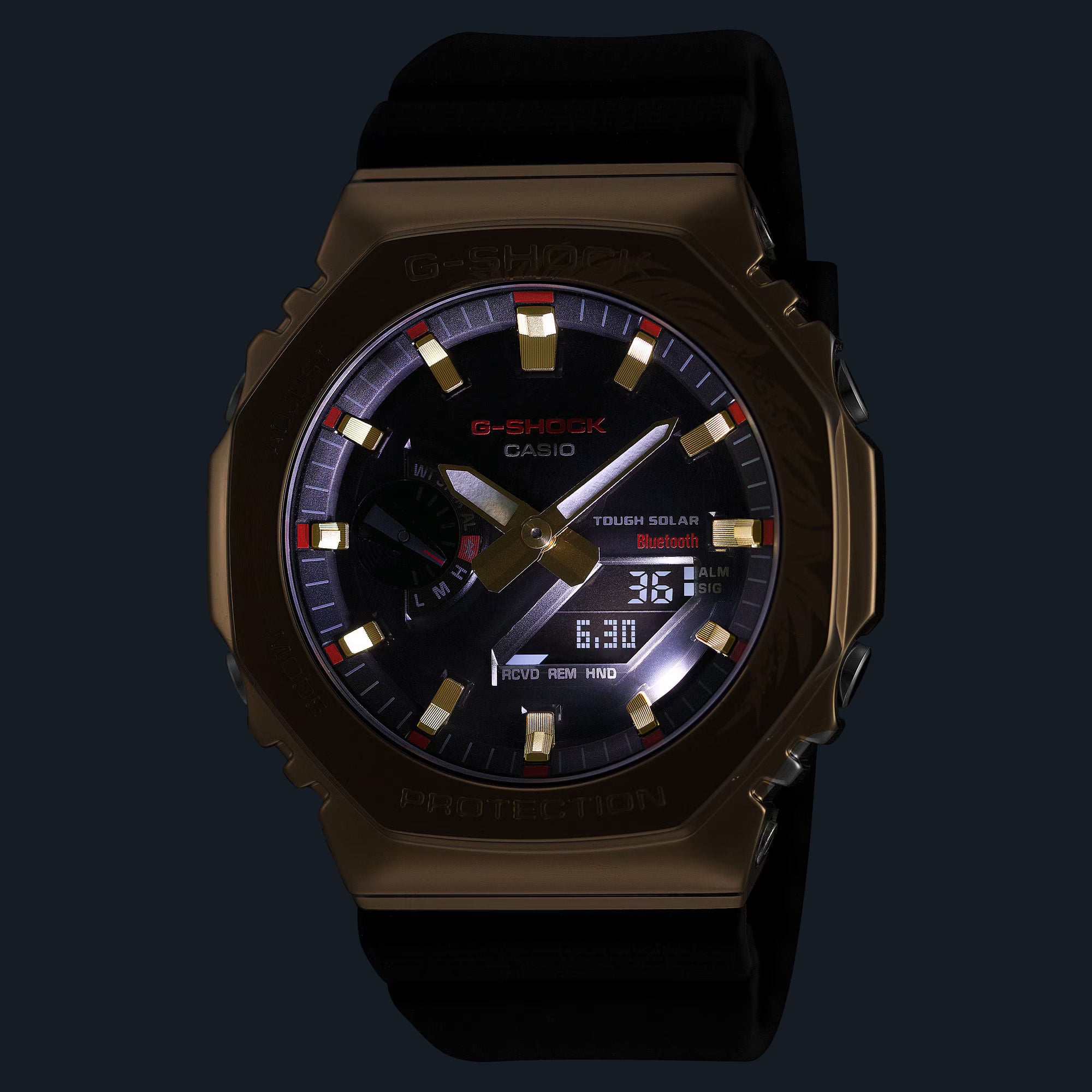 ساعة كاسيو G-SHOCK G-STEEL من سلسلة 2100، طراز GBM-2100CX-9A، إصدار محدود بمناسبة عام الحصان، مزودة بتقنية Tough Solar وبلوتوث