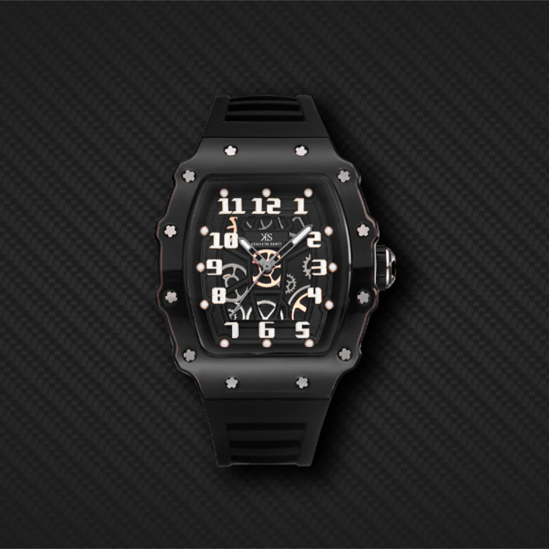 Kenneth Scott Men’s Casual Analog Watch with Black Silicone Strap, K25009-BSBB