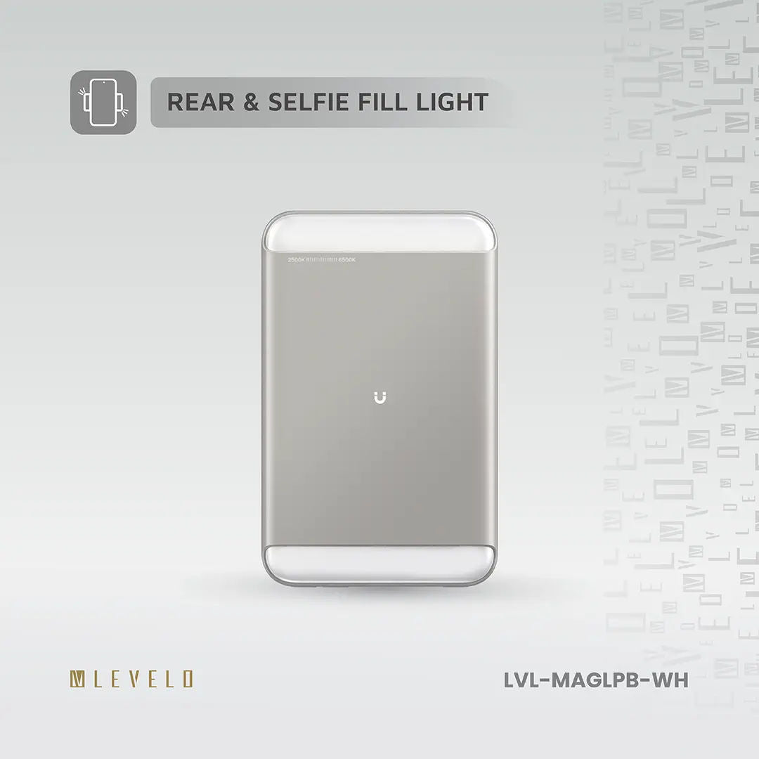 Levelo MagLight Portable Power Bank 8000mAh, Rear & Selfie Fill Light