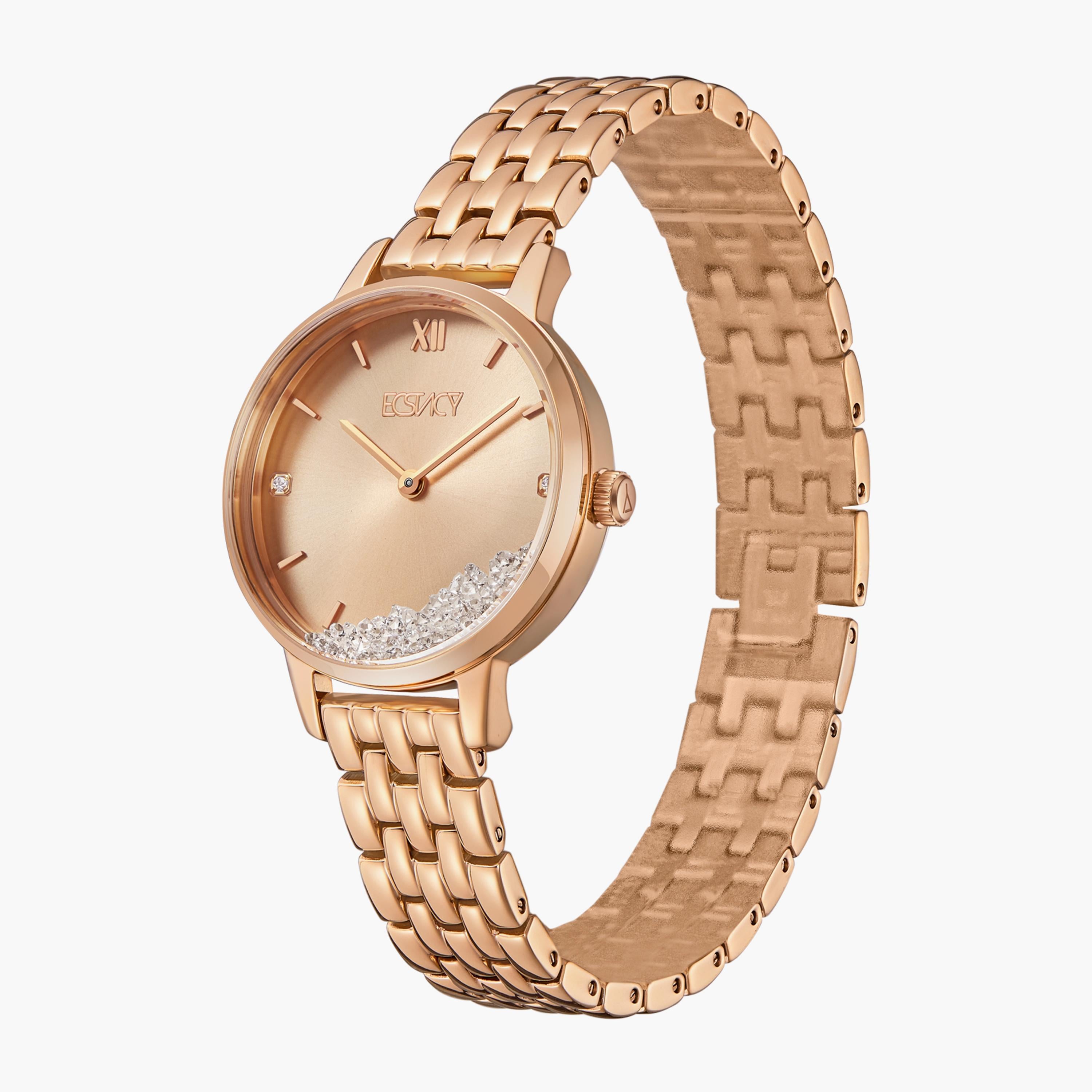 Ecstacy Women's Analog Rose Gold Dial Watch, E23505-RBKK Series
