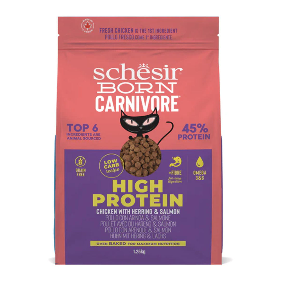Schesir Born Carnivore Grain Free Oven Baked Dry Food, High-Protein For Cat, Chicken with Herring & Salmon, 1.25kg