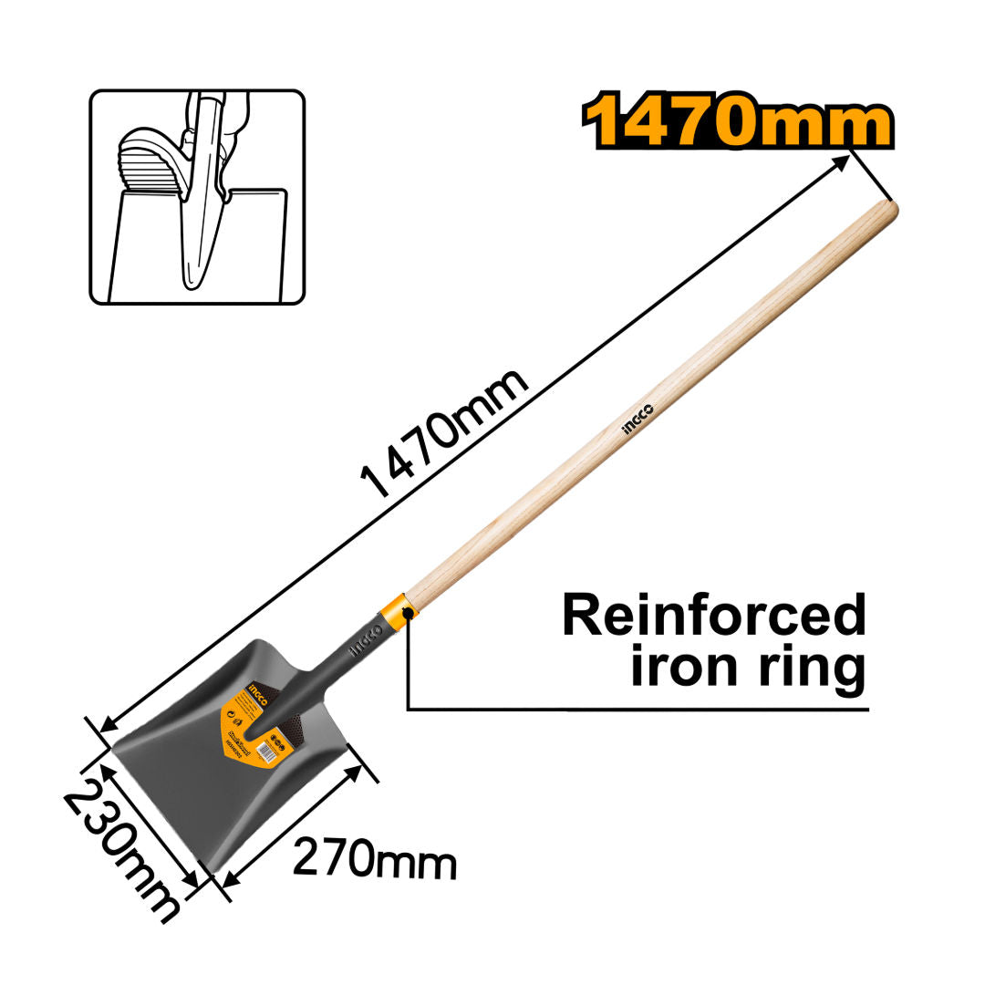INGCO Steel Shovel, Carbon Steel, 1kg