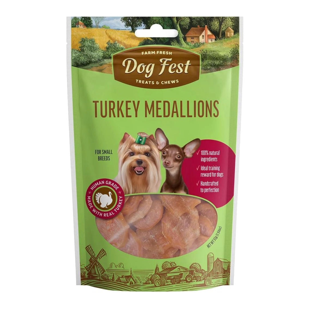 Dog Fest Turkey Medallions For Small Breeds, 55gm