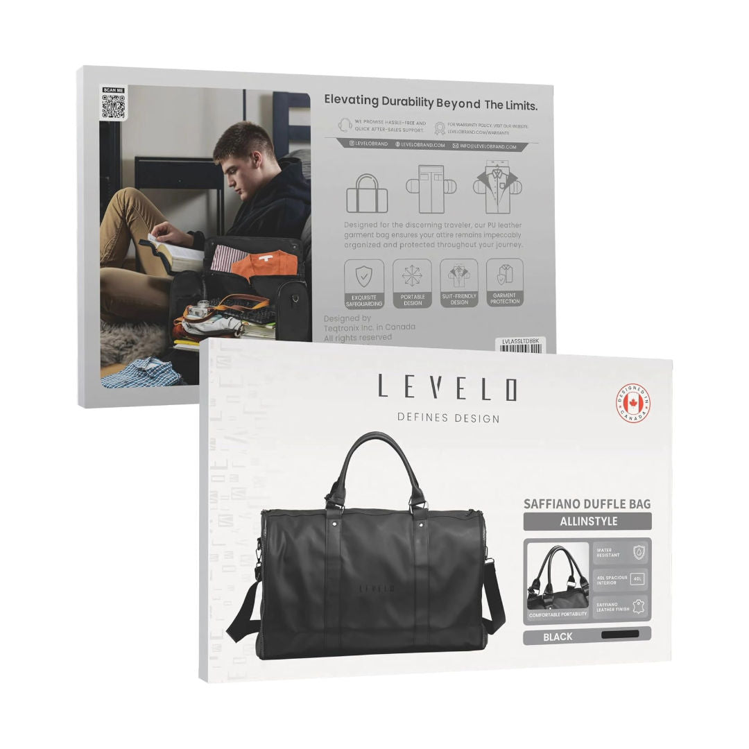 Levelo AllinStyle Saffiano Leather Travel Duffle Bag