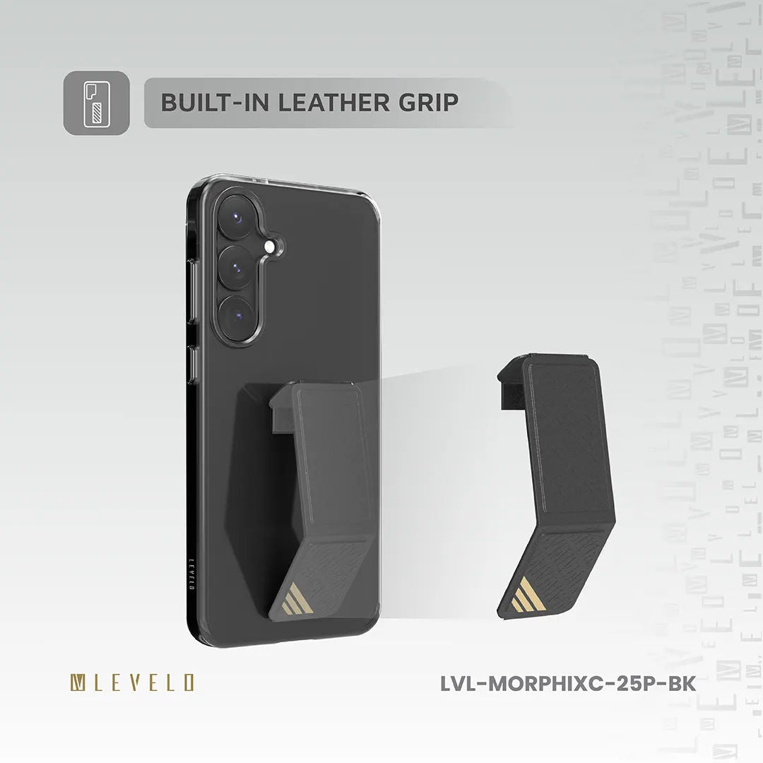 Levelo Morphix Clara Grip Case For Samsung S25 Plus, Black