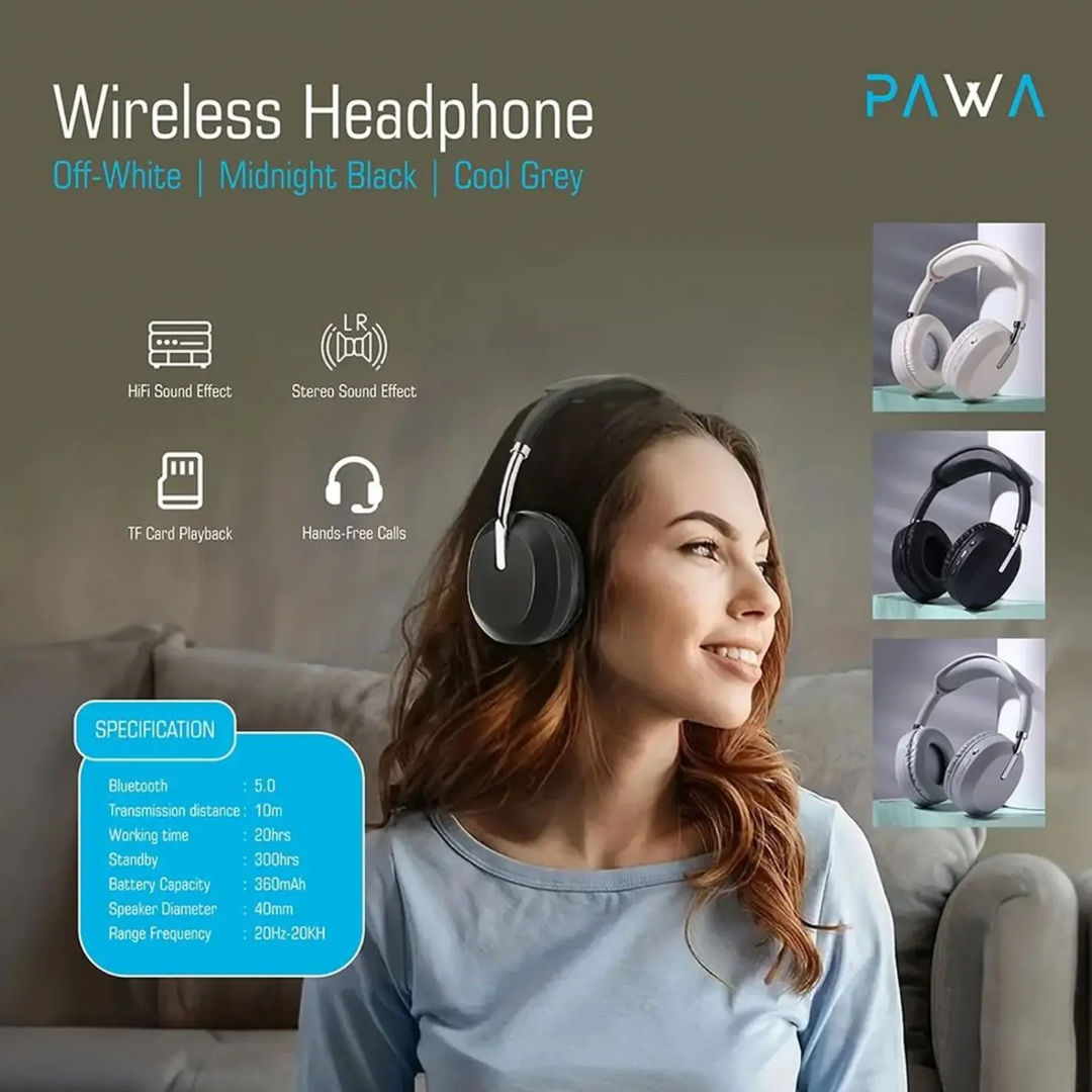 Pawa Thunk Over-Ear Wireless Stereo Headphone, Black