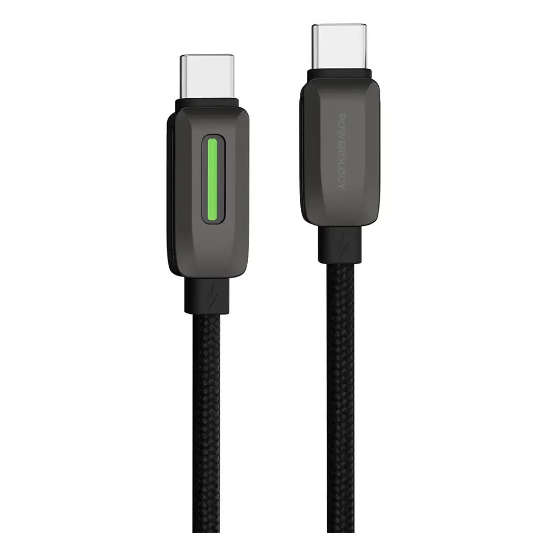 Powerology 60W Braided USB-C to USB-C Charging Cable, Black