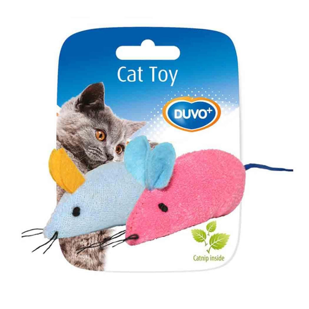 Duvo+ Assortment of Mice Cat Toys, Blue/Pink, 2-Pieces, 6x5x3cm