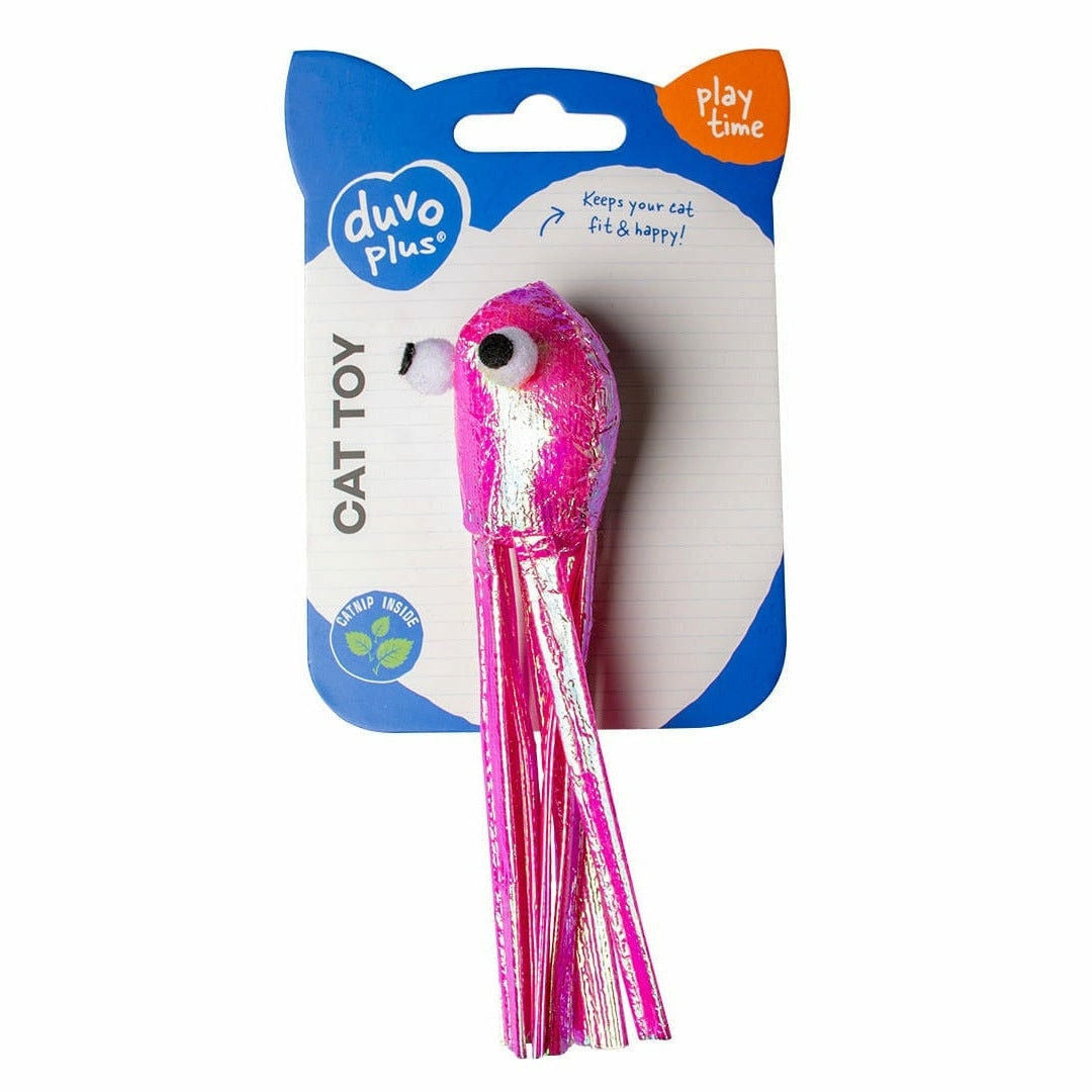 Duvo+ Cat Toy Blinky Octopus With Elastic, Purple, 16.5x7x3cm