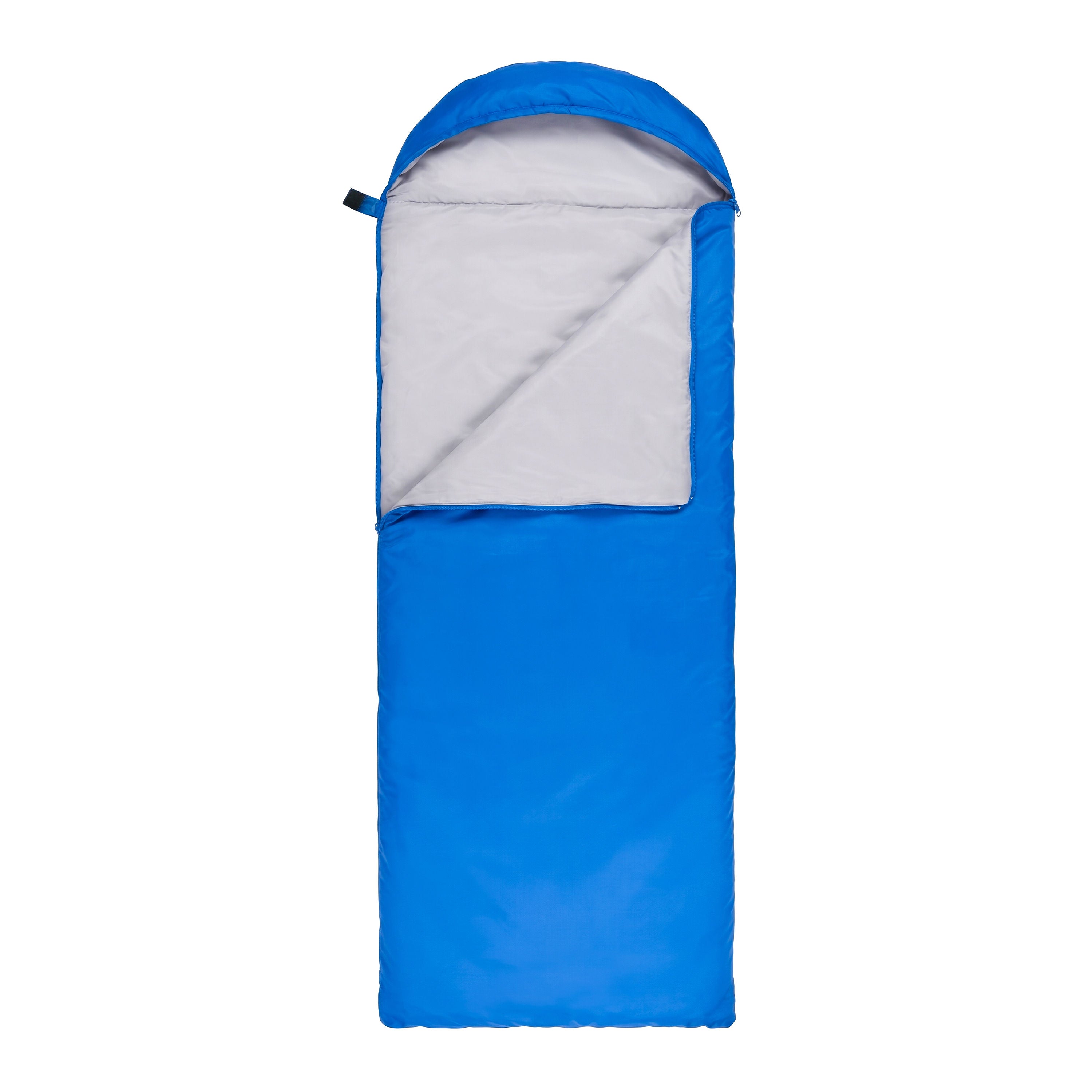 Lightweight Polyester Envelope Sleeping Bag with Hood & Compression Stuff Sack, Blue