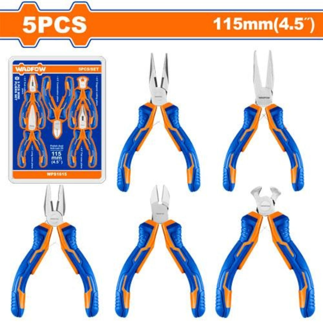 WADFOW 5 Pieces Mini Pliers Set, 4.5"