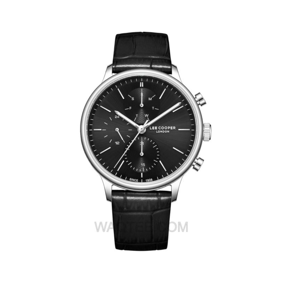 Lee Cooper Men's Multi Function Black Leather Watch, LC08333 Series