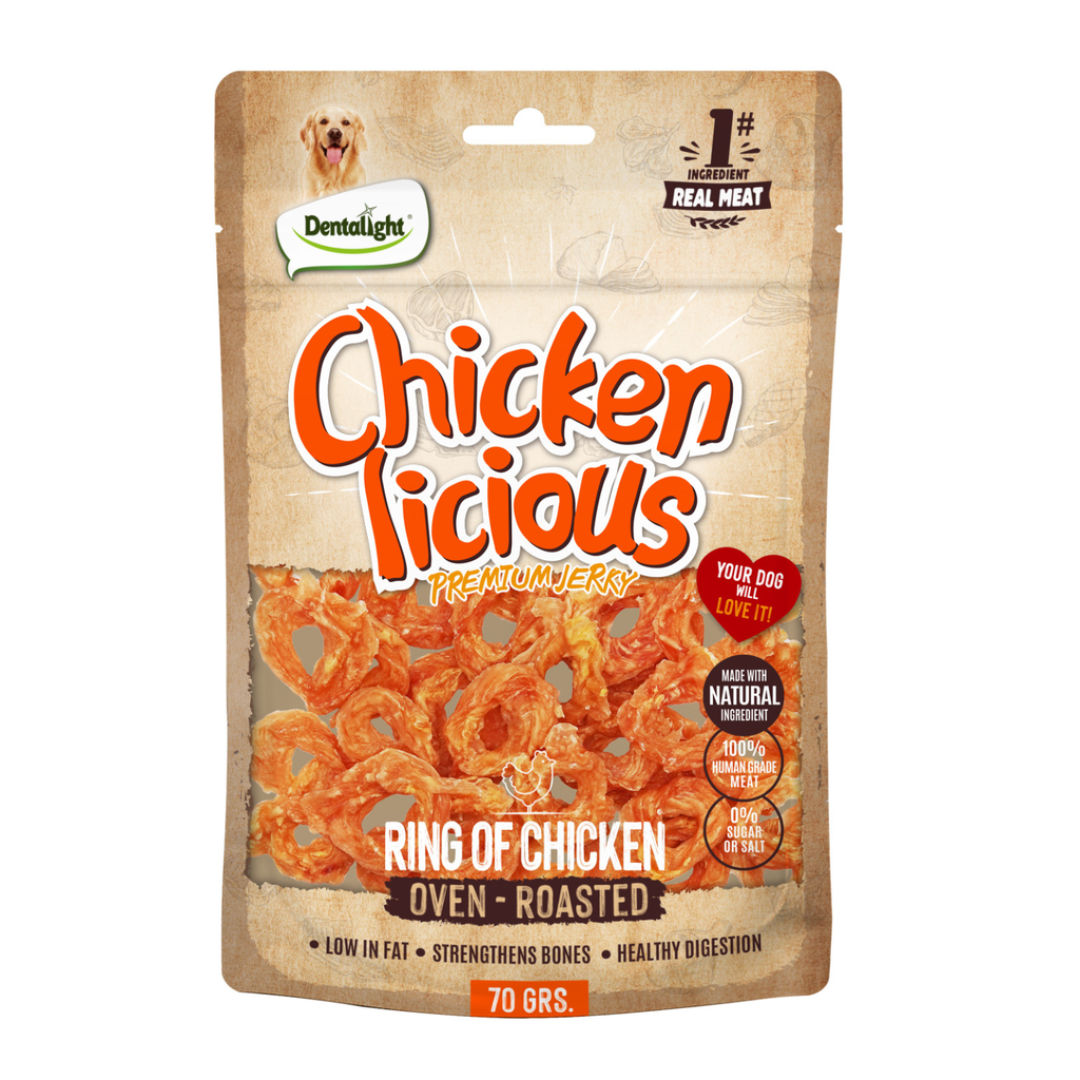 Dentalight Chicken Licious Jerky Treats For Dogs, 70gm